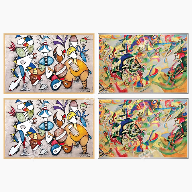 Dual Painting Set with Multiple Frames 3D model image 3