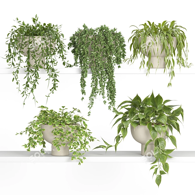 Modern Hanging Plant Shelf Stand 3D model image 1