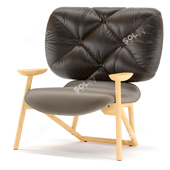 Modern Crafted Lounge Armchair 3D model image 1