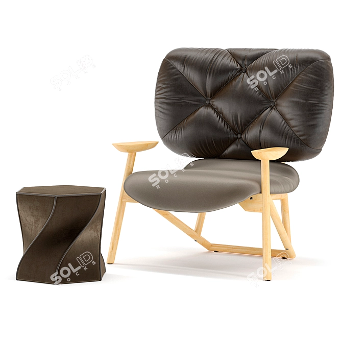 Modern Crafted Lounge Armchair 3D model image 2