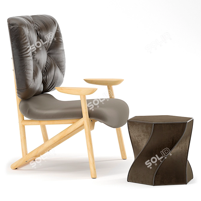 Modern Crafted Lounge Armchair 3D model image 4