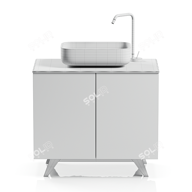  Contemporary Stonelight Bathroom Vanity 3D model image 4