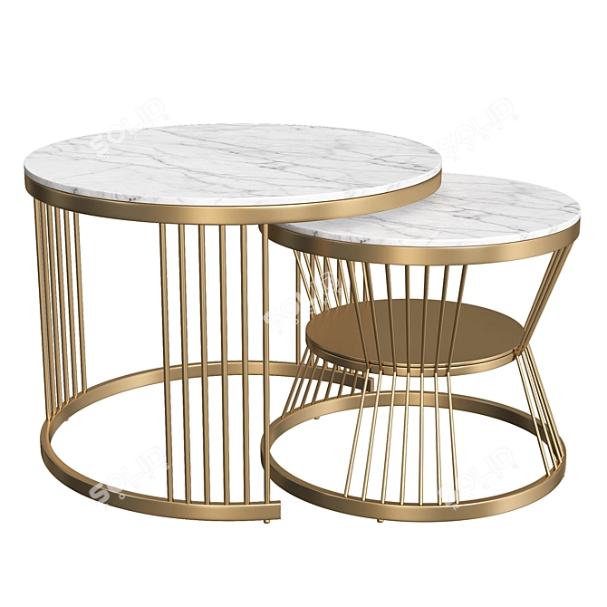 Modern Marble Coffee Table Set 3D model image 1