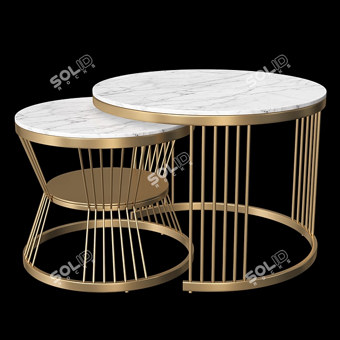 Modern Marble Coffee Table Set 3D model image 3