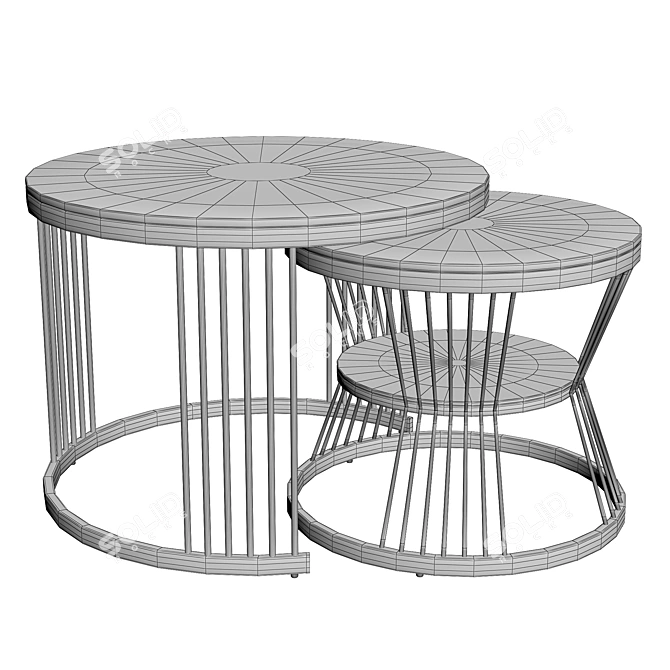 Modern Marble Coffee Table Set 3D model image 4