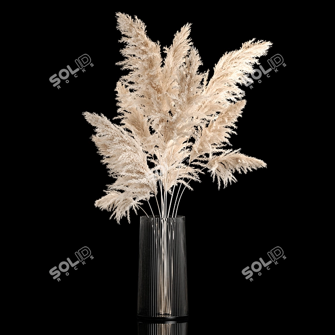 Luxury Pampas Grass Bouquet Vase 3D model image 5