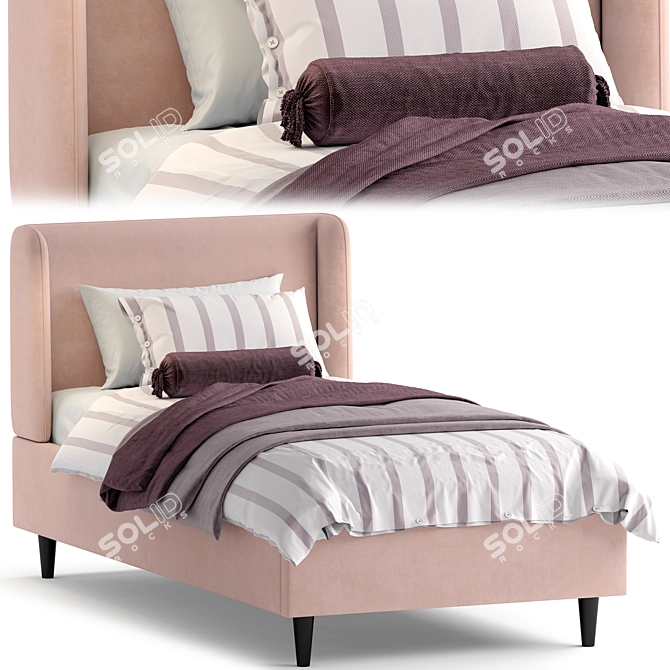 Plush Pink Paolo Single Bed 3D model image 1