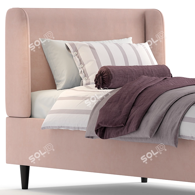 Plush Pink Paolo Single Bed 3D model image 2