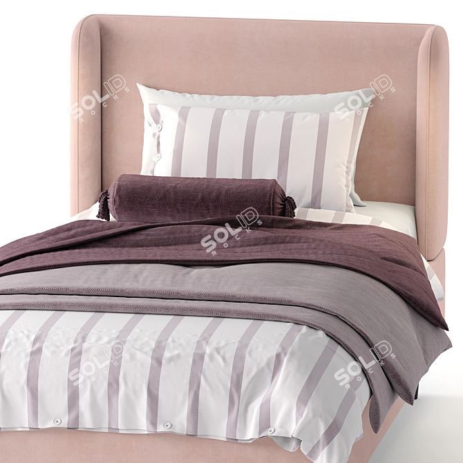 Plush Pink Paolo Single Bed 3D model image 3