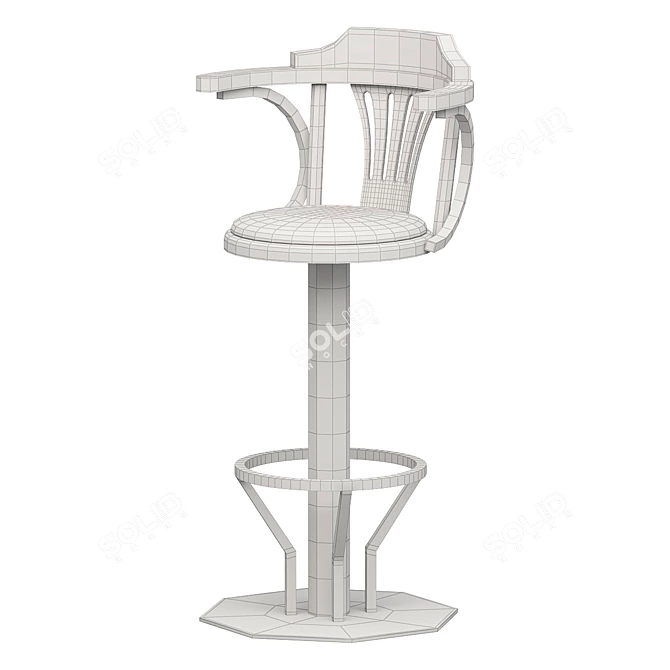 Curved Wood Stool: Unique Design 3D model image 2