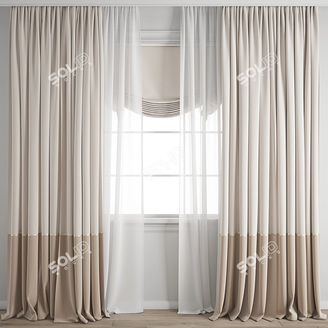 Detailed Curtain Model 3D Archive 3D model image 1