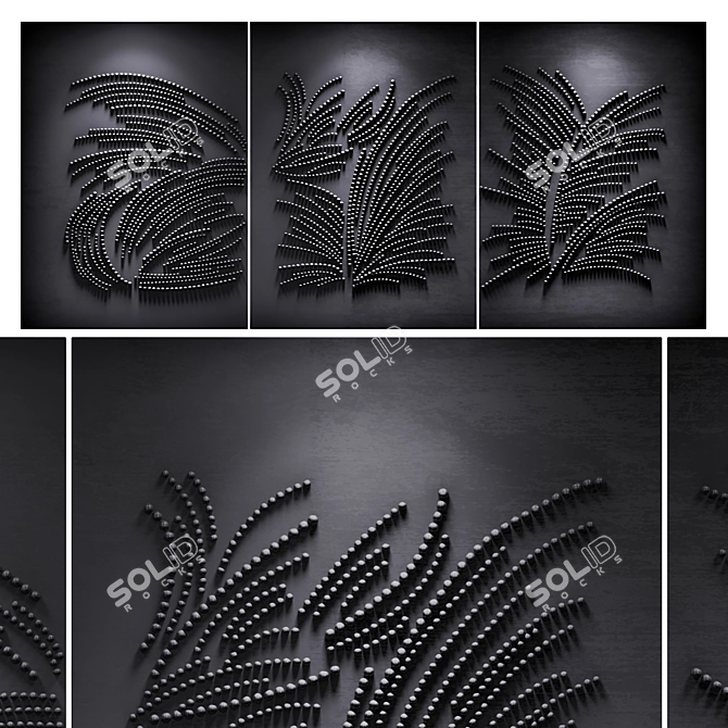 Blue Tryptich Wall Hanging Art 3D model image 1