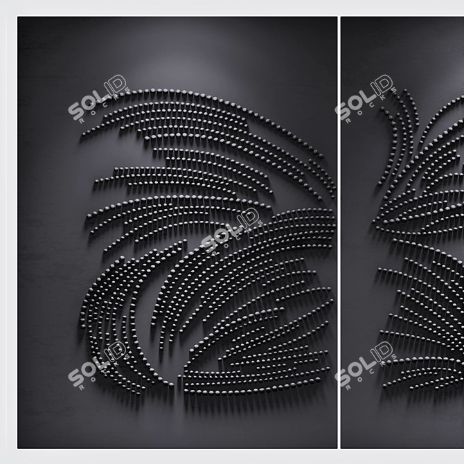 Blue Tryptich Wall Hanging Art 3D model image 3