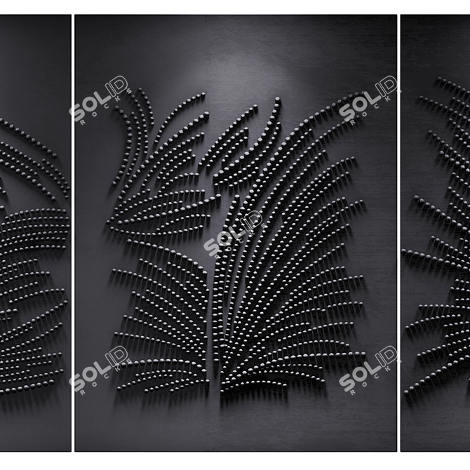 Blue Tryptich Wall Hanging Art 3D model image 6