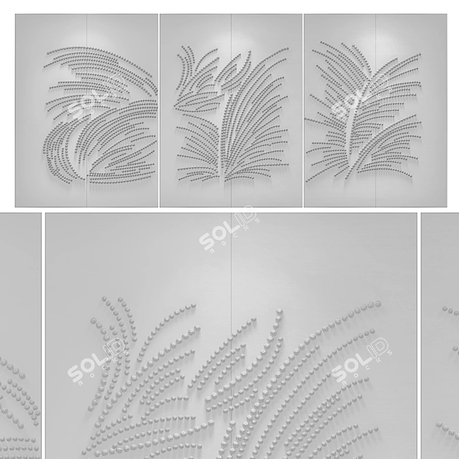 Blue Tryptich Wall Hanging Art 3D model image 9