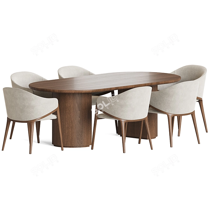 Elegant Chair and Table Set 3D model image 2
