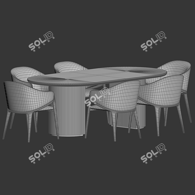 Elegant Chair and Table Set 3D model image 4