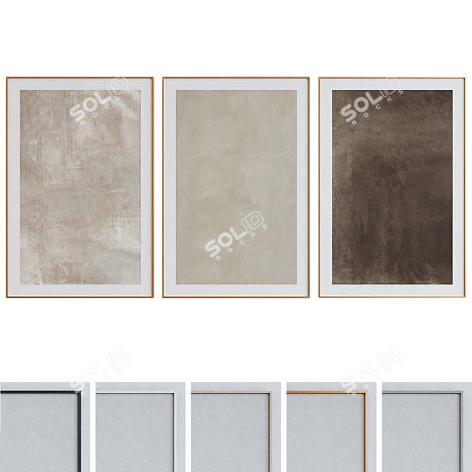 Modern Abstract Picture Frame Set 3D model image 1