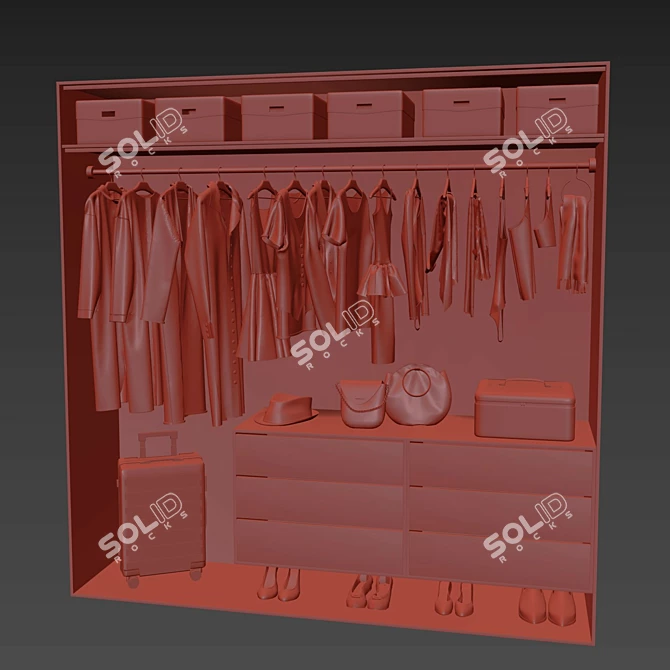 Modern Glass Wardrobe Composition 3D model image 5