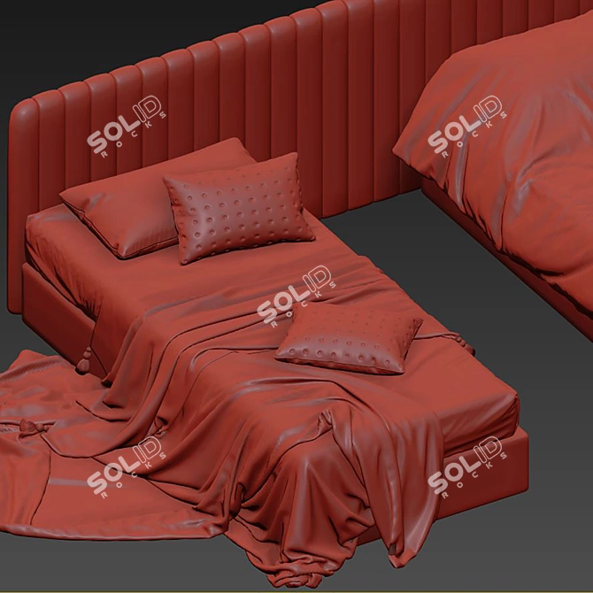 Modern Style Bed 247 Set 3D model image 7