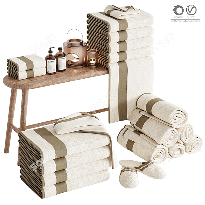 Elegant Bathroom Set Design 3D model image 1