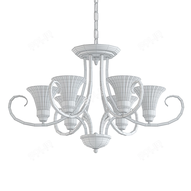 Ribbed Glass Flared Chandelier, Elegant 3D model image 2