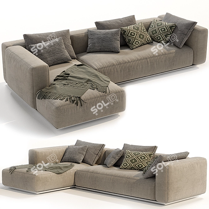  Luxe Flexform Grandemare Chaise sofa 3D model image 3