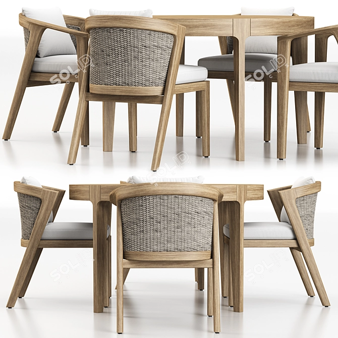 Luxury Teak Dining Set 3D model image 1