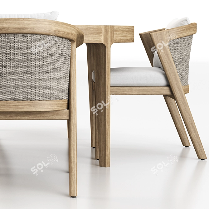 Luxury Teak Dining Set 3D model image 4