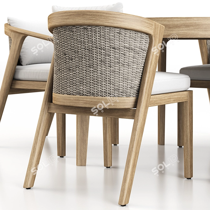 Luxury Teak Dining Set 3D model image 5