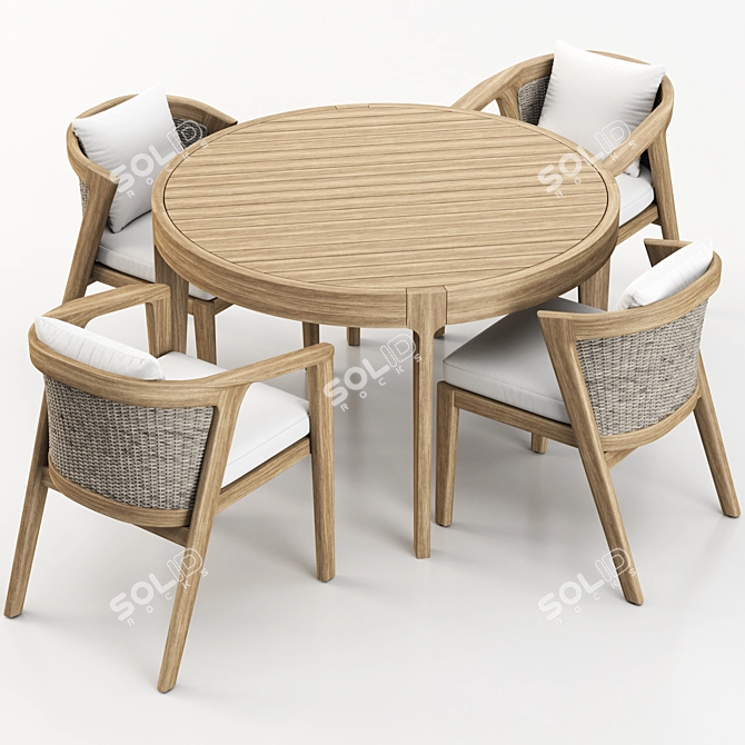 Luxury Teak Dining Set 3D model image 6