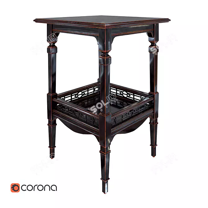 Compton Carved Maple Ebony Stylized Table 3D model image 1