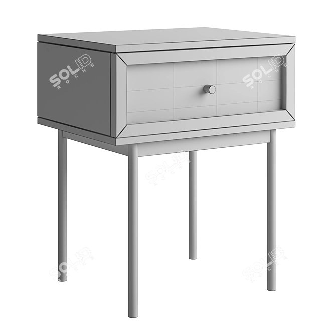 Curtis Sleek One Drawer Nightstand 3D model image 7