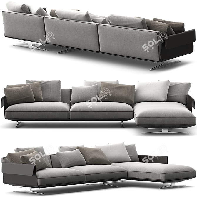 Elegant Flexform Bretton Chaise Longue 3D model image 2