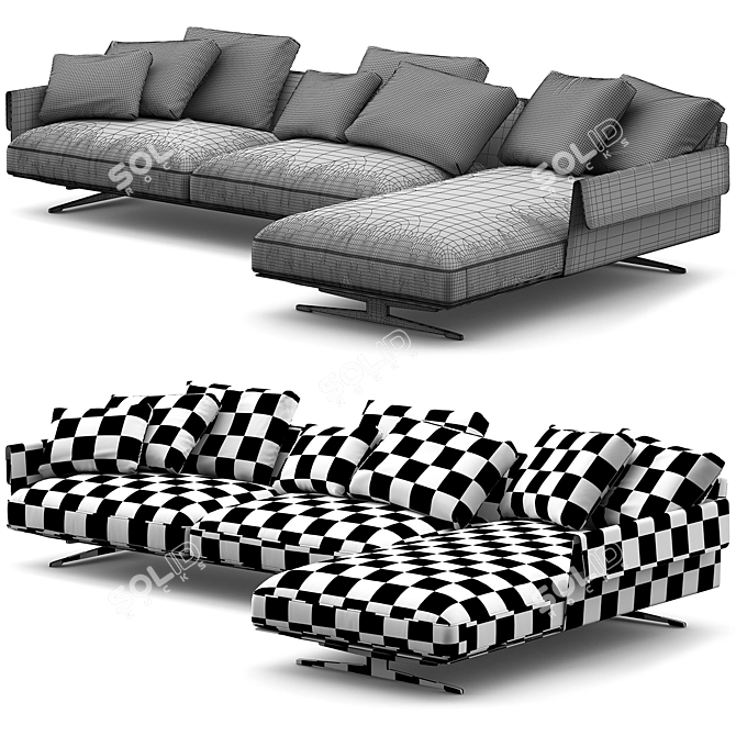 Elegant Flexform Bretton Chaise Longue 3D model image 5