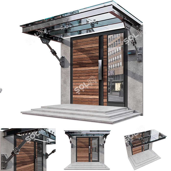 Modern Glass Entrance Canopy Kit 3D model image 2