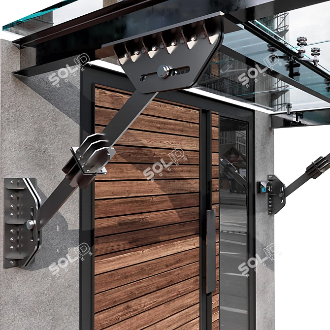 Modern Glass Entrance Canopy Kit 3D model image 3