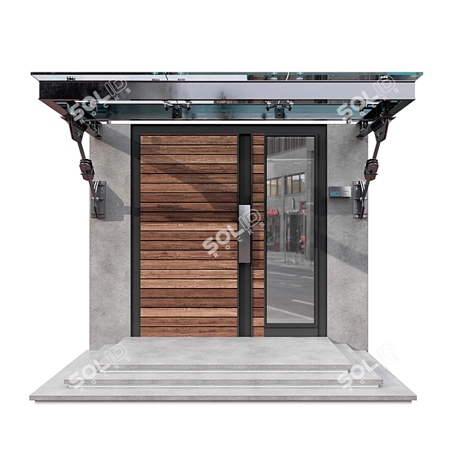 Modern Glass Entrance Canopy Kit 3D model image 4