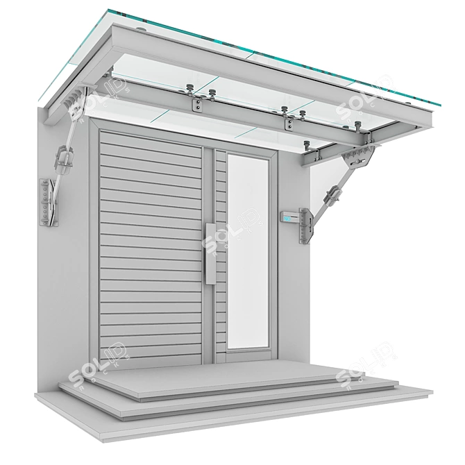 Modern Glass Entrance Canopy Kit 3D model image 6