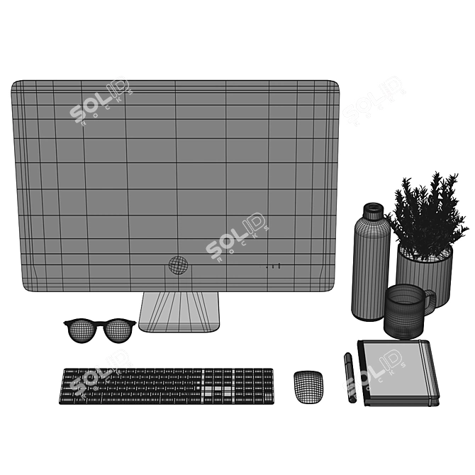 Desk Accessories Set, Modern Design 3D model image 4