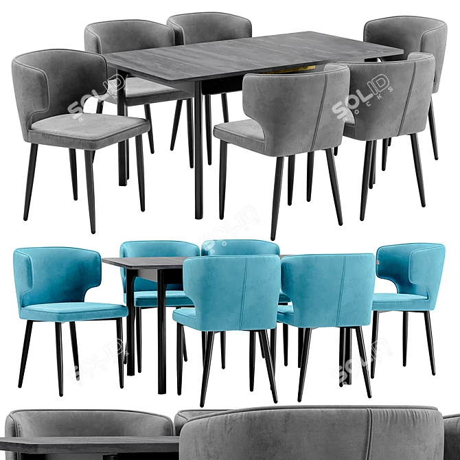 Modern Dining Set Mateo and Splash 3D model image 1