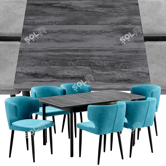 Modern Dining Set Mateo and Splash 3D model image 2