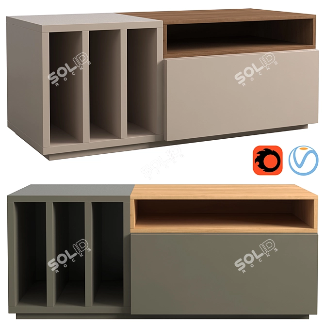 Modular TV Stand | Compact 3D model image 1