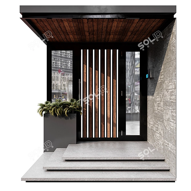 Contemporary Entrance Set with Canopy 3D model image 2