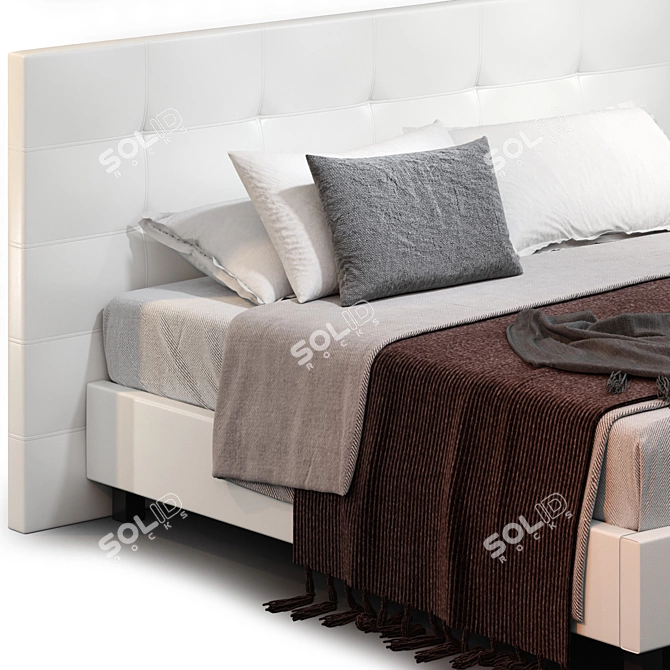 Eco-Leather Storage Bed: Modern Design 3D model image 3