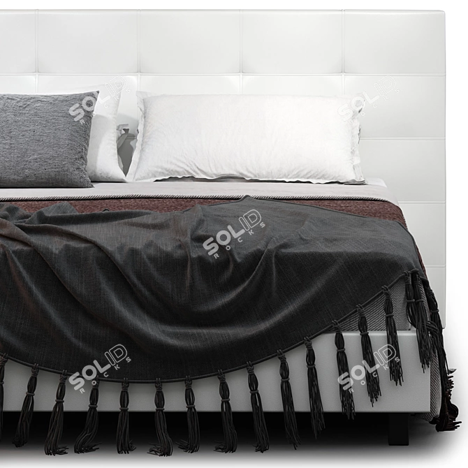 Eco-Leather Storage Bed: Modern Design 3D model image 4