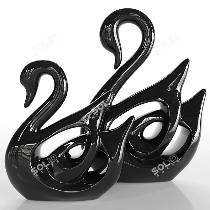 Ceramic Swan Lover Statue Decoration 3D model image 3