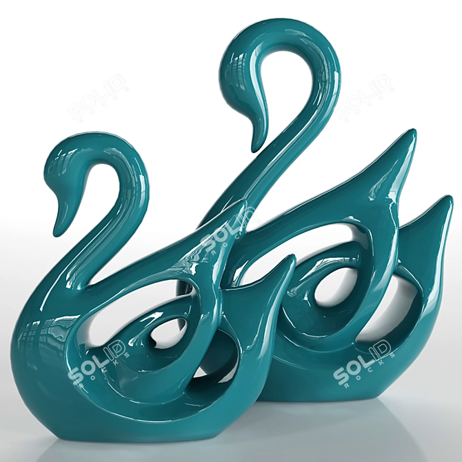 Ceramic Swan Lover Statue Decoration 3D model image 5