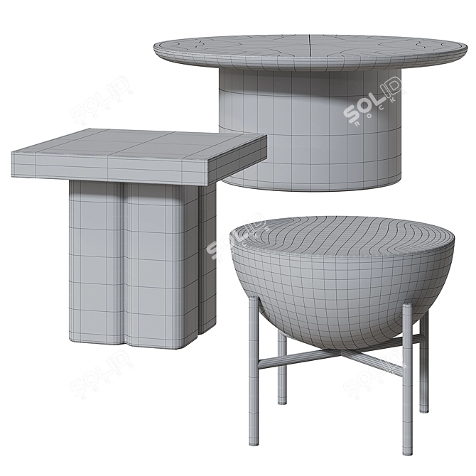 Modern CB2 Side Tables Collection 3D model image 3