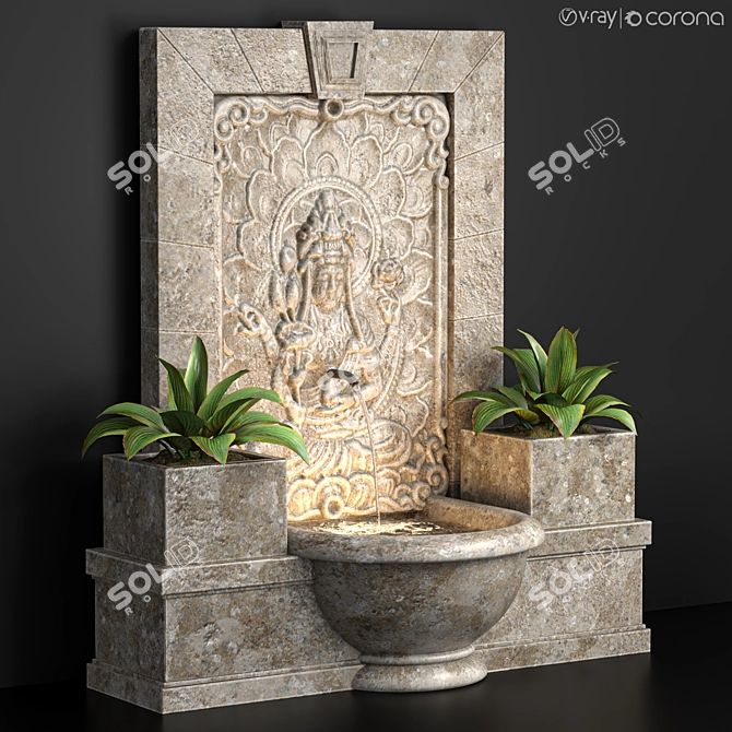 Vintage Fountain 3D Model 2015 3D model image 1